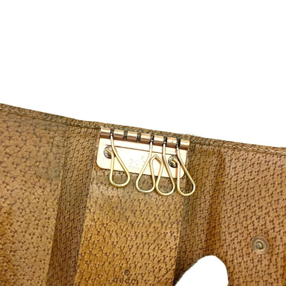 Gucci Key Case GG Logo 6 Ring Beige Leather Canvas - Picture 6 of 10
